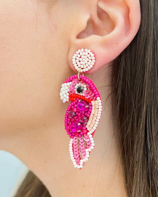 Pink Parrot Earrings