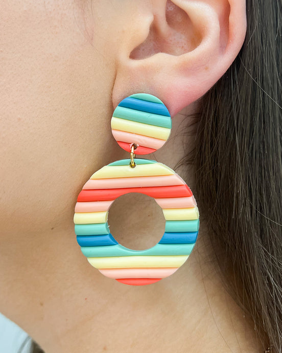 Colorful Clay Hoop Earrings - Multi Colored