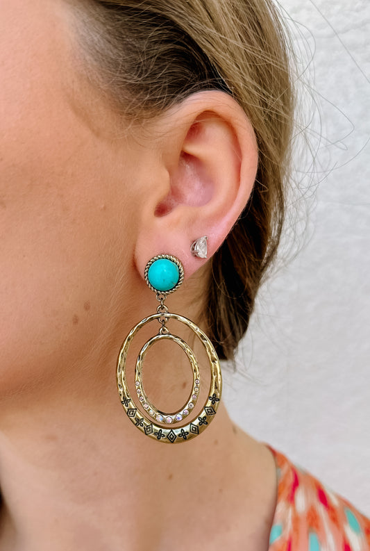 Turquoise/Gold Drop Earrings
