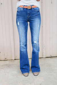 Bella High Rise Distressed Flare Jeans