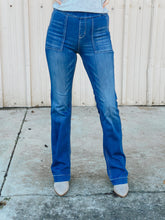 Load image into Gallery viewer, Faye Pull-On Flares with Surplus Pocket - Medium Wash Denim