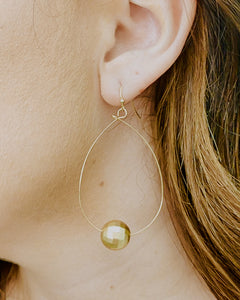 Oval Drop Earrings - Gold