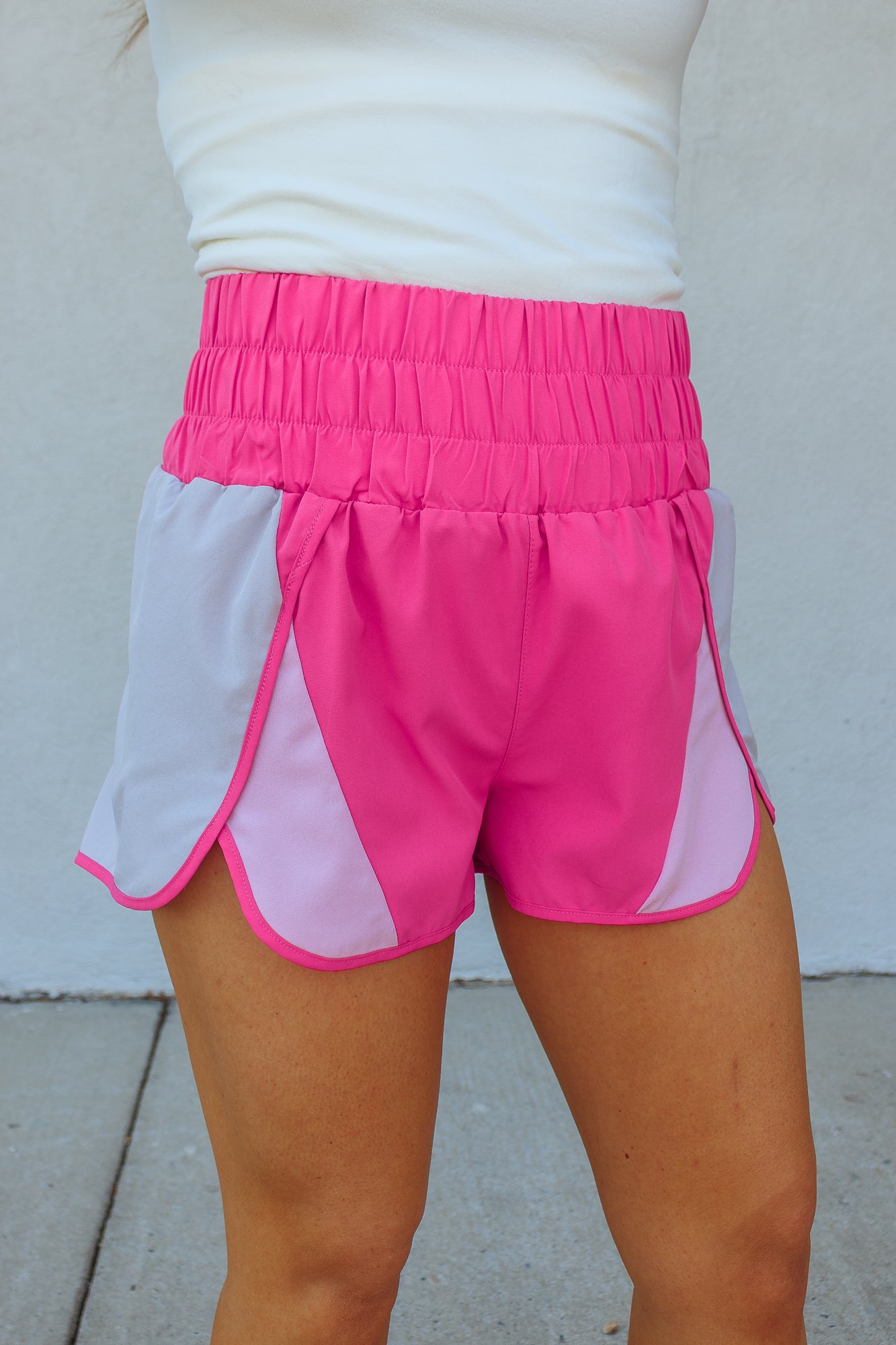 Kaylee Color-Block Shorts - Hot Pink