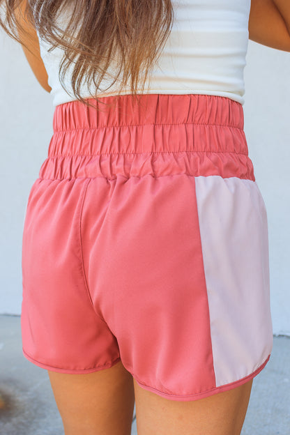 Kaylee Color-Block Shorts - Red Bean