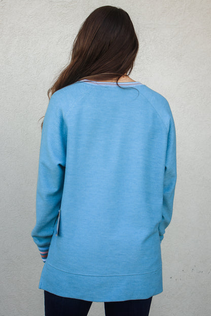 JadelynnBrooke: Blessed Corded Sweatershirt - Slate Blue