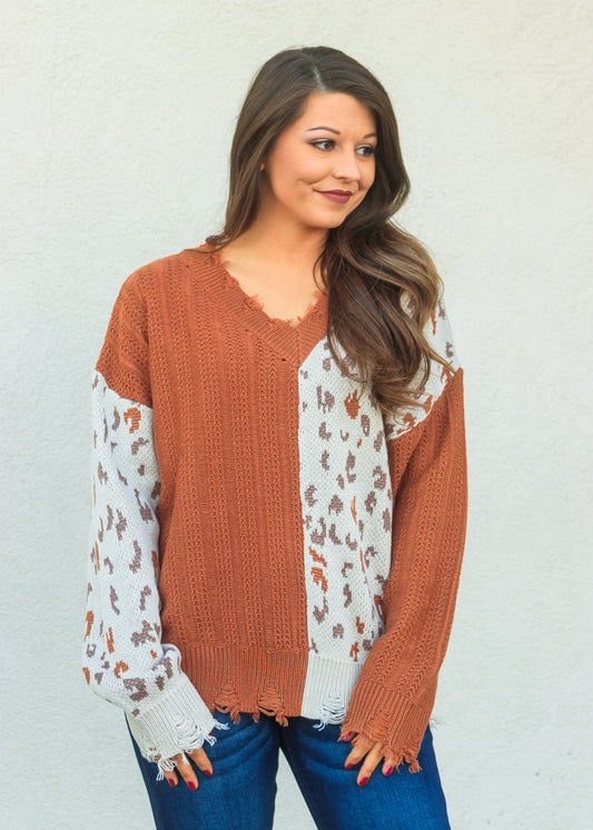 Priya Duo Tone Sweater - Camel