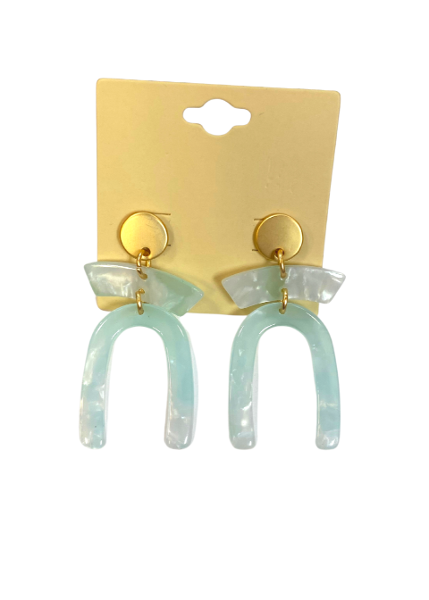 Acrylic Arch Drop Earrings - Mint